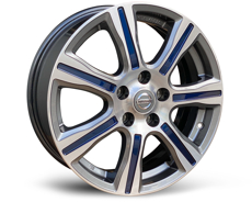 Диски Nissan Leaf ZE1 Original KE4095SH30DS  Gun Metal Polished Blue Spokes Inside 5x114.3 ET-45 Ширина-6.5 Диаметр-17 Центр-66.1